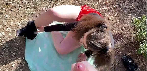  Outdoor Blowjob and Sex on our Hike! with Big Creampie